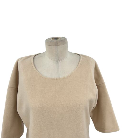 Dudley Stephens Fleece Top Tee 3/4 Sleeve Beige Tan Size Medium - Picture 2 of 10